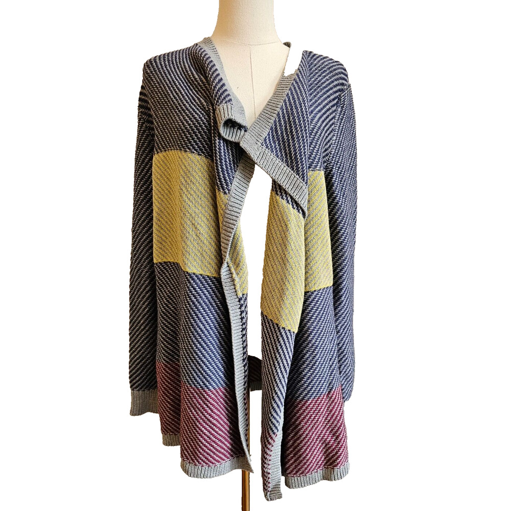 CABI 467 Multicolor Chunky Blanket Waterfall Sweater Cardigan Sweater Medium